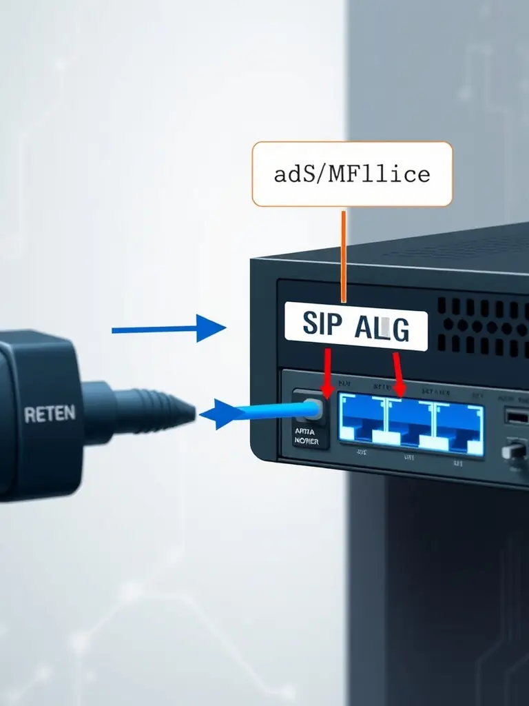 A diagram of a SIP ALG interfering with VoIP traffic, highlighting SIP ALG problems.