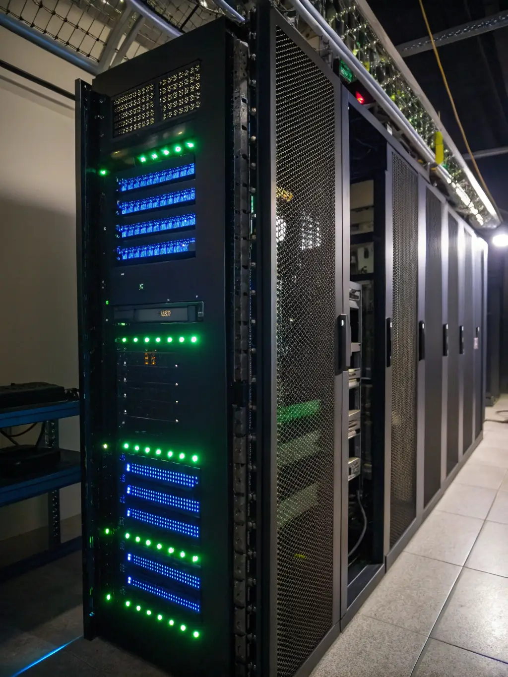 A close-up shot of a server rack with blinking lights, symbolizing the robust infrastructure supporting CloudVoIP.pro's services. This image will be used to convey reliability and technical expertise.