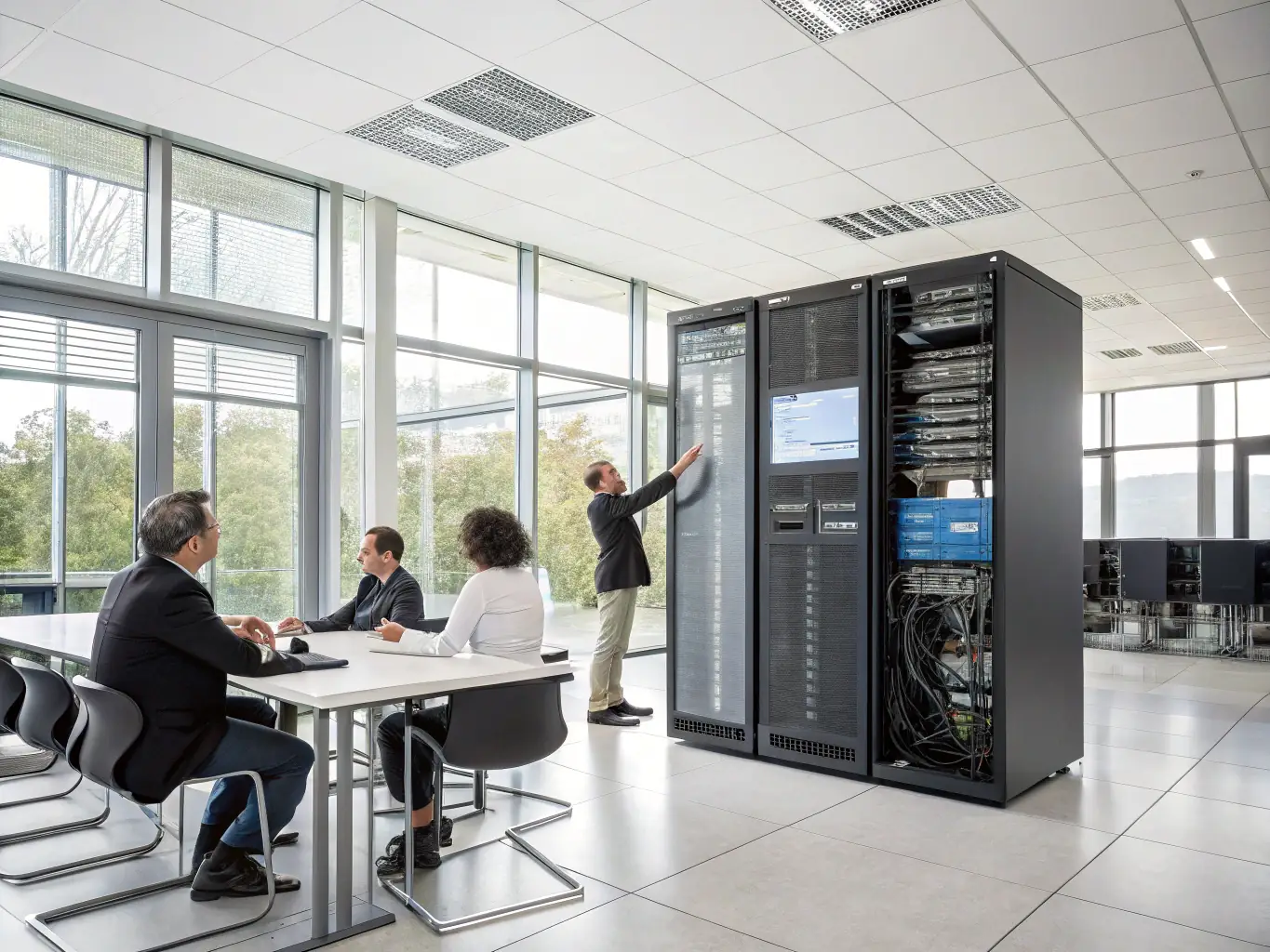 A growing business expanding its communication infrastructure effortlessly with a cloud phone system, demonstrating the scalability and adaptability of the technology.