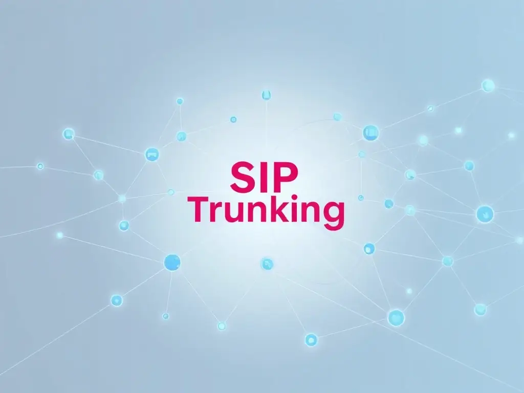 A diagram illustrating SIP trunking configuration, showing how it connects a business's phone system to the internet, highlighting cost savings and efficiency.