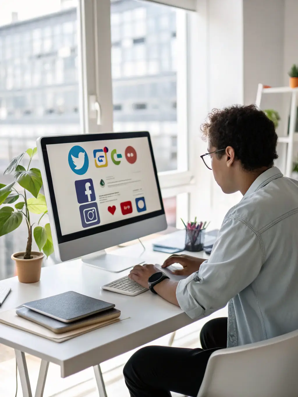 A person working remotely on a laptop and smartphone, showcasing the mobile integration feature of CloudVoIP.pro's VoIP system.