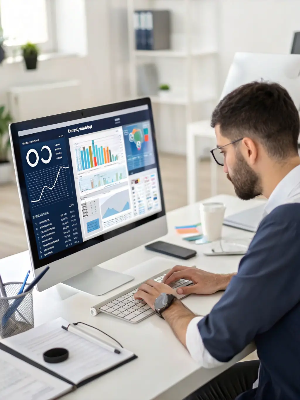 A network engineer meticulously examining VoIP system logs on a computer screen, highlighting the troubleshooting aspect of CloudVoIP.pro's services.