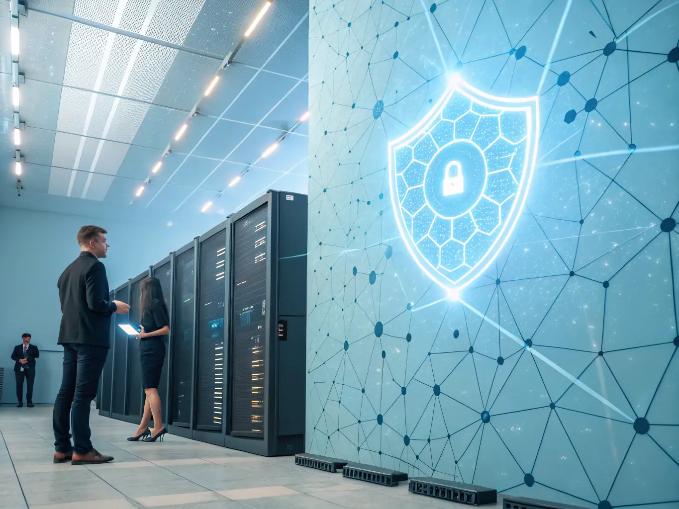 An illustration depicting a firewall with SIP traffic flowing smoothly, indicating successful resolution of SIP and firewall-related VoIP issues.